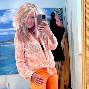 Princess Polly, Ziggy Top, Creamy Tangerine Animal Striped Blouse, Fun & Funky,4